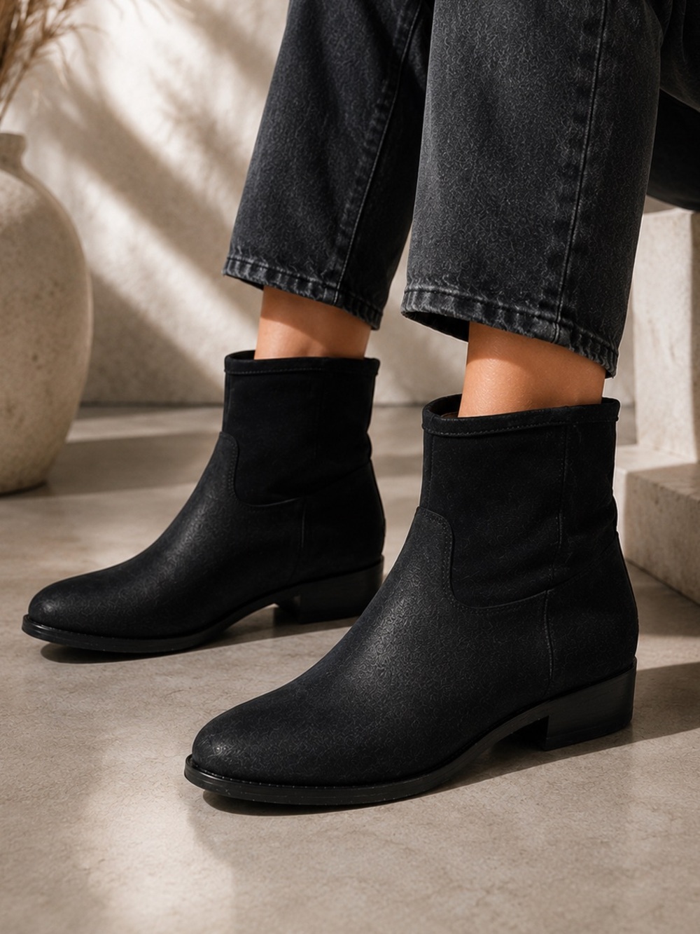 Authentic Jimmy Choo Ankle Booties | Black Suede | EU 38.5 | (A-1526)